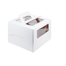 Коробка для торт с руч и окош 300*300*220мм бел/5