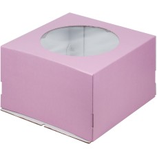 Коробка для торта с окошком 300*300*190мм розовая/5