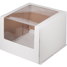 Коробка для торта с увелич. окошком 260*260*210мм белая гофрокартон/5шт