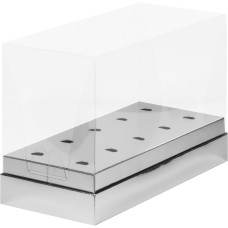Коробка под кейк-попсы с пласт крышкой 240*110*160мм серебро