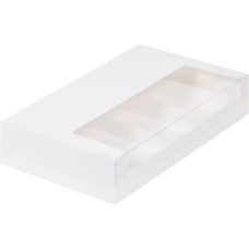 Коробка для эклеров и эскимо с пласт. крышкой 250*150*50мм белая/5шт