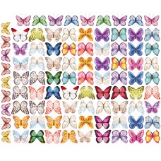 Вафельные бабочки цветные двухсторонние МИКС/180 шт