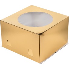 Коробка для торта с окошком 300*300*190мм зол/5