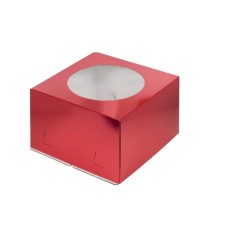 Коробка для торта с окошком 300*300*190мм красная/5
