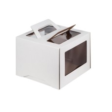 Коробка для торт с руч и окош 240*240*200мм бел/5