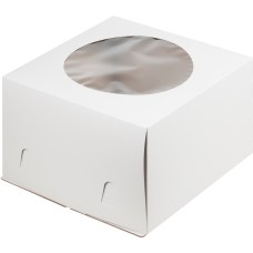 Коробка для торта с окошком 300*300*190мм белая/5шт