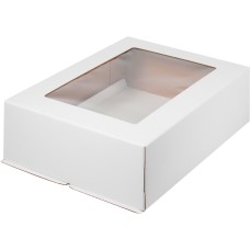 Коробка для торта с окном 300*400*120мм белая гофро/5